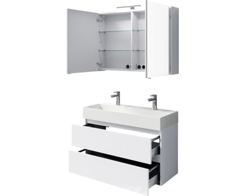 Ensemble de meubles de salle de bains avec armoire de toilette et meuble sous-vasque à deux tiroirs