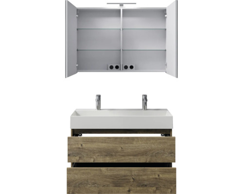 Waschtisch mit Unterschrank und Spiegelschrank für das Badezimmer