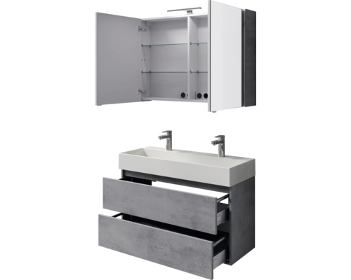 Waschtisch mit Unterschrank und Spiegelschrank für das Badezimmer
