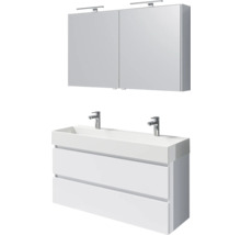 Doppelwaschtisch mit Unterschrank und Spiegelschrank für das Badezimmer