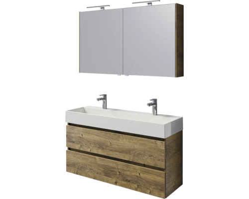Ensemble de meubles de salle de bains avec meuble sous-lavabo, vasque à poser et armoire de toilette