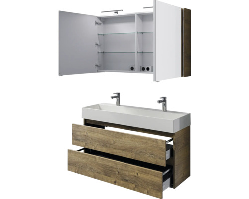 Meuble-lavabo avec meuble bas et armoire de toilette pour la salle de bain