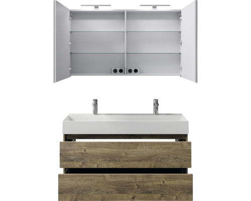 Meuble-lavabo avec lavabo et armoire de toilette