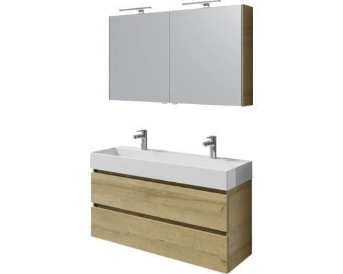 Waschtischkombination mit Spiegelschrank und zwei Schubladen