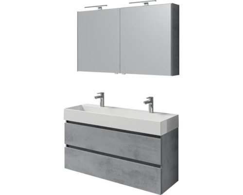 Ensemble de meubles de salle de bains avec meuble sous-lavabo, lavabo et armoire de toilette