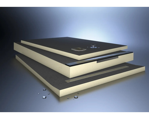 Receveur de douche coupé pour montrer les couches