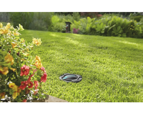 Arroseur escamotable sur pelouse dans le jardin