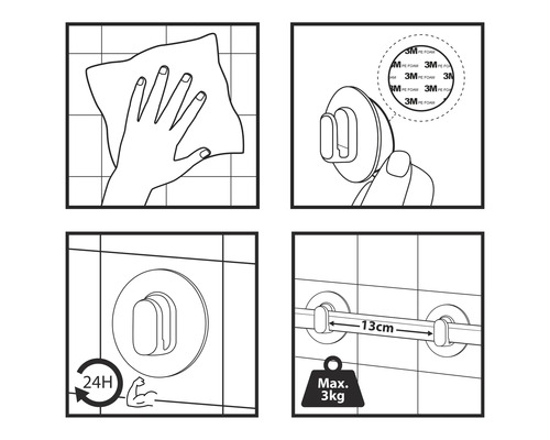 Instructions pour le montage d''un accessoire de salle de bain autocollant