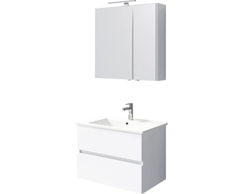 Meuble sous-lavabo avec lavabo et armoire de toilette dans la salle de bain