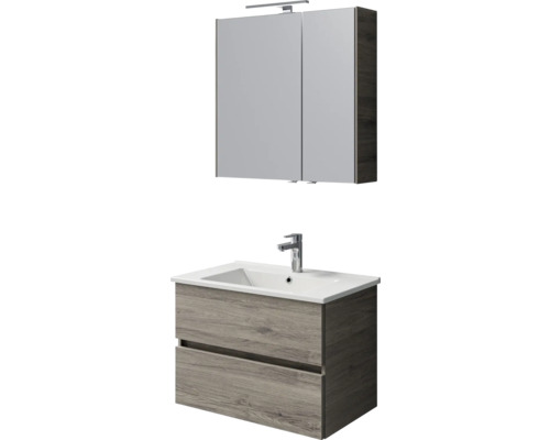 Badezimmer-Waschtisch mit zwei Schubladen und Spiegelschrank mit Beleuchtung