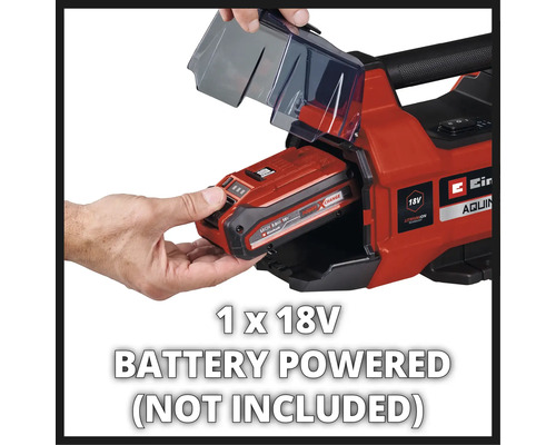 Insertion d''une batterie 18 volts dans un appareil Einhell rouge