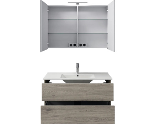 Waschbeckenunterschrank mit Spiegelschrank zur Wandmontage