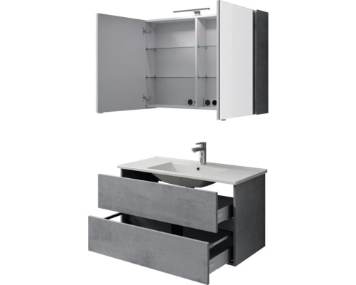 Waschtischunterschrank mit Waschbecken und Spiegelschrank für das Badezimmer