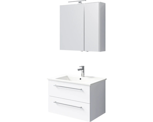 Badezimmer-Set mit Waschbeckenunterschrank, zwei Schubladen und Spiegelschrank