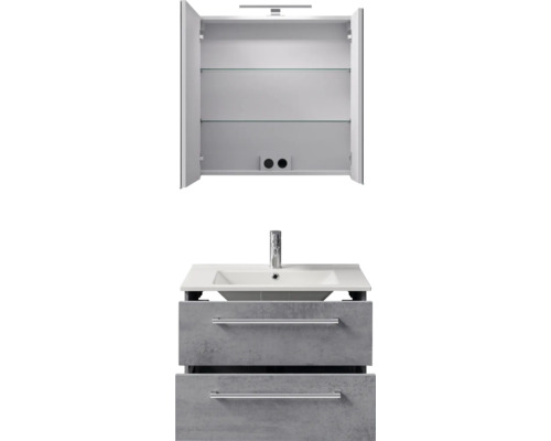 Waschtisch mit Waschbecken und Spiegelschrank für das Badezimmer