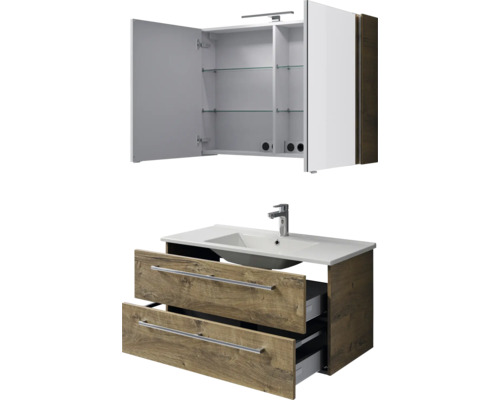 Waschtisch mit Unterschrank und Spiegelschrank für das Badezimmer