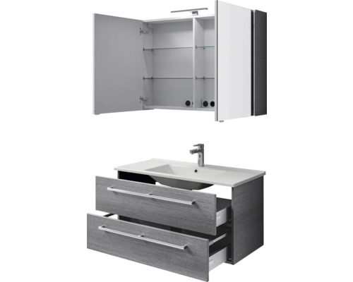 Meuble-lavabo avec meuble bas et armoire de toilette pour la salle de bain