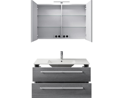 Meuble-lavabo avec armoire de toilette, lavabo et tiroirs pour la salle de bain