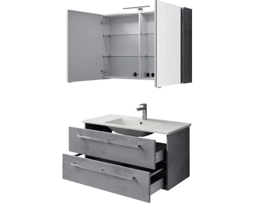 Waschtisch mit Unterschrank und Spiegelschrank für das Badezimmer