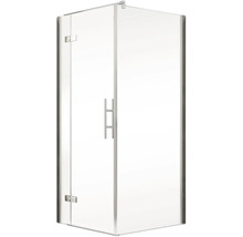 Douche d''angle avec porte en verre transparent