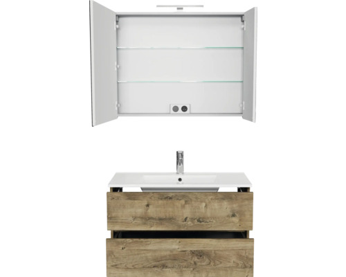 Waschtisch mit Spiegel, Unterschrank mit zwei Schubladen und Waschbecken