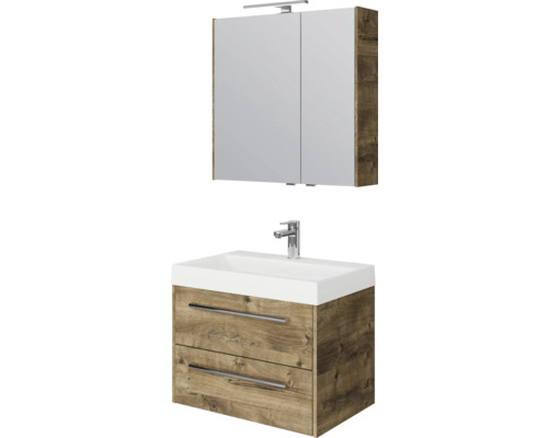 Ensemble de meubles de salle de bains avec armoire de toilette, meuble sous-lavabo et lavabo