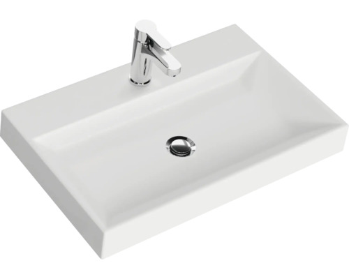 Vasque rectangulaire avec robinet pour la salle de bain