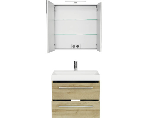 Badezimmer-Set mit Spiegelschrank, Waschbecken und Unterschrank
