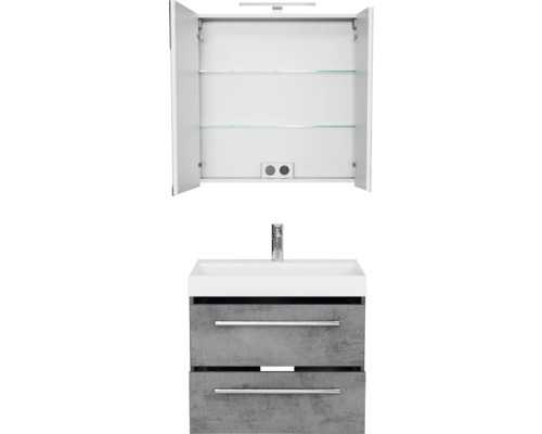 Waschtisch mit Unterschrank und Spiegelschrank für das Badezimmer