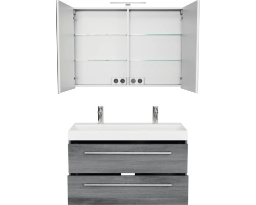 Waschtisch mit Unterschrank und Spiegelschrank für das Badezimmer