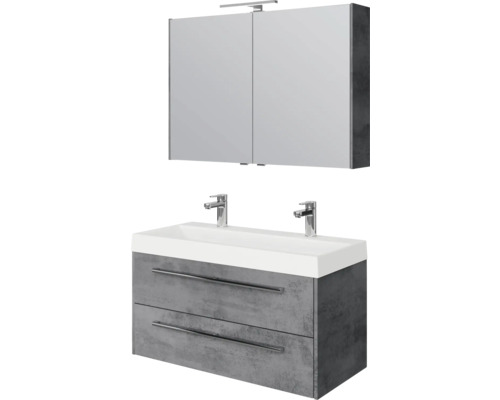 Badmöbelset mit Spiegelschrank, Waschbecken und Unterschrank