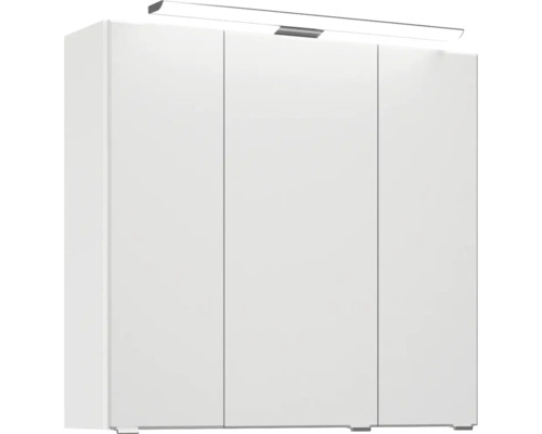 Armoire blanche à trois portes avec éclairage