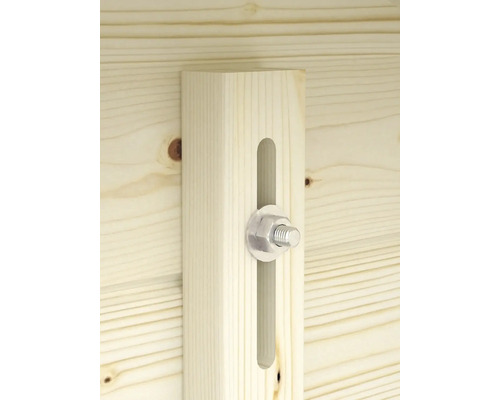 Vue détaillée d''une construction en bois avec vis et écrou