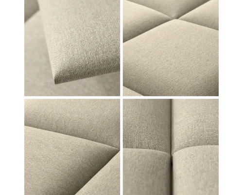 Detailansicht eines gesteppten Sofas mit Stoffbezug