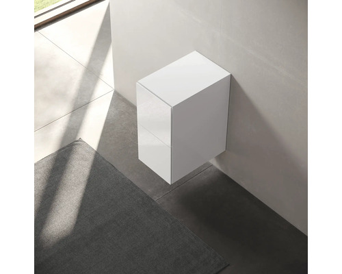 Meuble de salle de bains suspendu blanc avec deux tiroirs