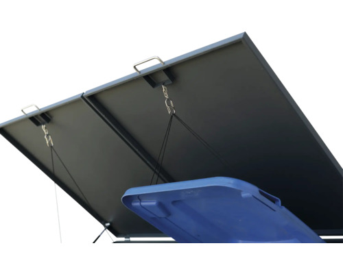 Deckel einer Mülltonnenbox mit Mülltonne