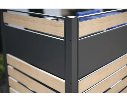 Cache-conteneur à ordures en aluminium et en bois