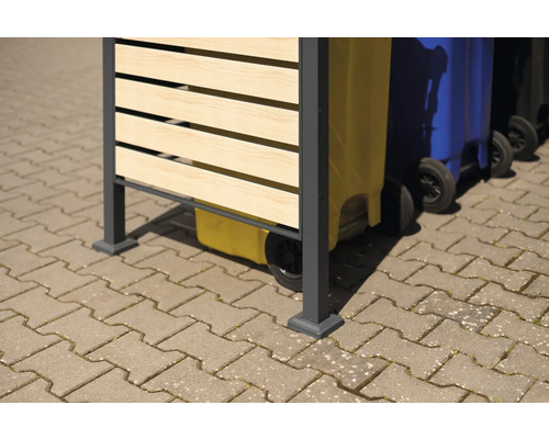 Cache-conteneurs avec revêtement en bois pour le stockage des poubelles