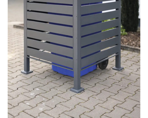 Cache-poubelle à lames horizontales pour ranger une poubelle