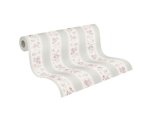 Rouleau de papier peint à motif floral et rayures