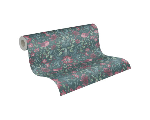 Tapetenrolle mit Vogel- und Blumenmuster