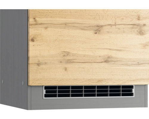 Meuble bas de cuisine avec façade en bois et grille d''aération
