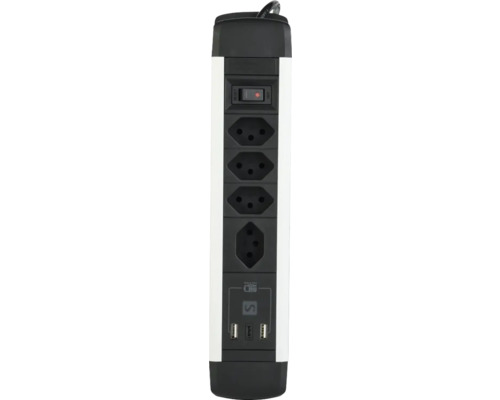 Steckdosenleiste mit vier Steckdosen und USB Anschlüssen