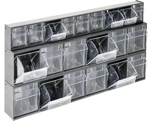 Système de rangement avec tiroirs transparents pour le tri des outils