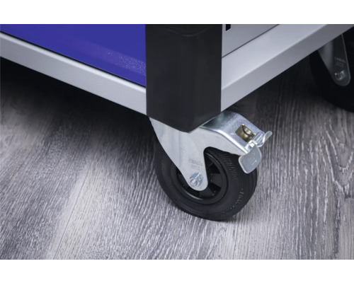 Roue avec frein de stationnement pour servante d''atelier