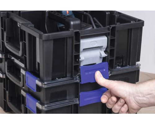 Boîtes à outils empilables avec verrouillage