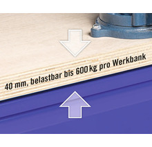 Werkbank Industrial B 1.0 1770 x 880 x 700 mm 3 Türen 3 Schubladen grau/blau-thumb-8
