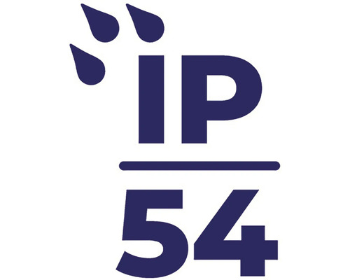 Indice de protection IP54 : Protégé contre les dépôts de poussière et les projections d''eau de toutes directions