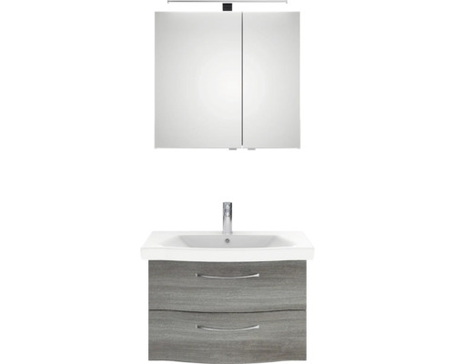 Ensemble de meubles de salle de bains avec meuble sous-vasque, lavabo et armoire de toilette avec éclairage