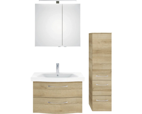 Ensemble de salle de bains avec armoire de toilette, meuble-lavabo avec meuble bas et armoire haute